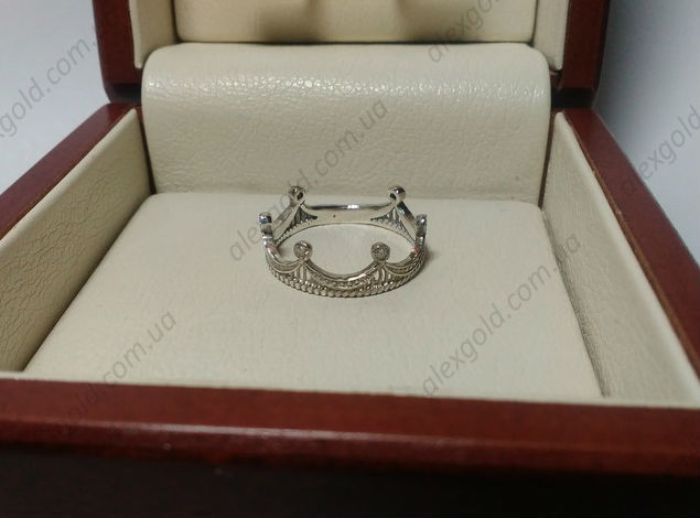 Кольцо серебряное корона
