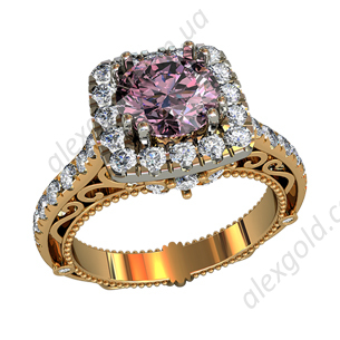 Женское золотое кольцо с крупным камнем гранат