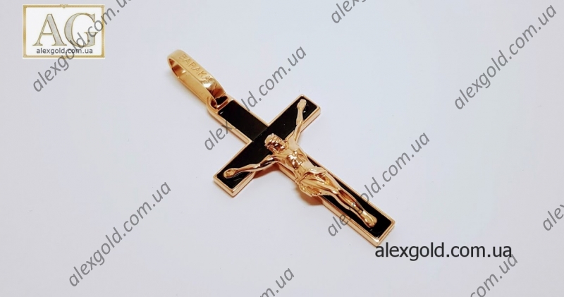 Золотой крест Baraka с ониксом