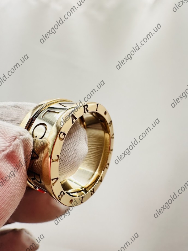 Жіноча каблучка широка Bulgari два види золота 