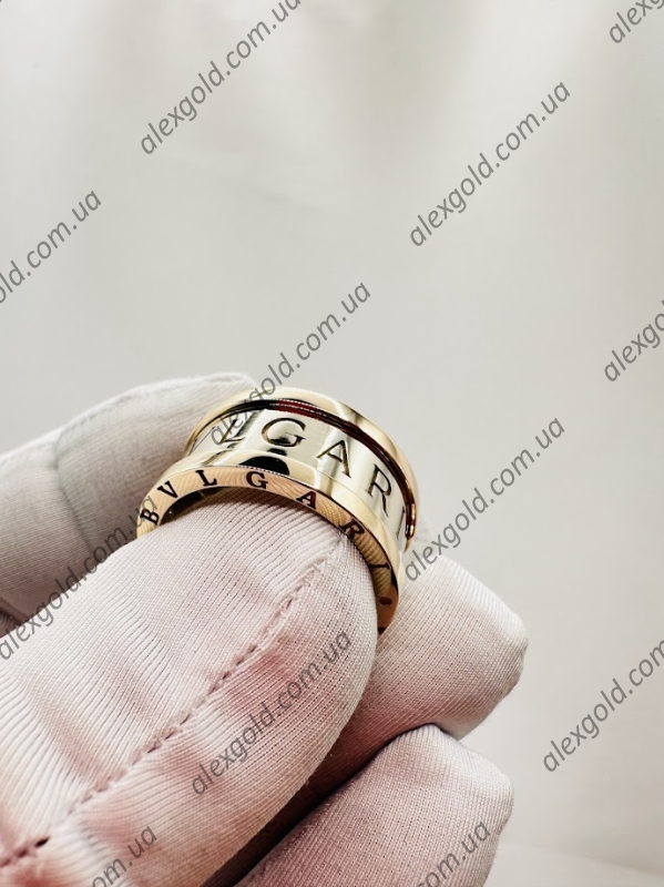 Жіноча каблучка широка Bulgari два види золота 