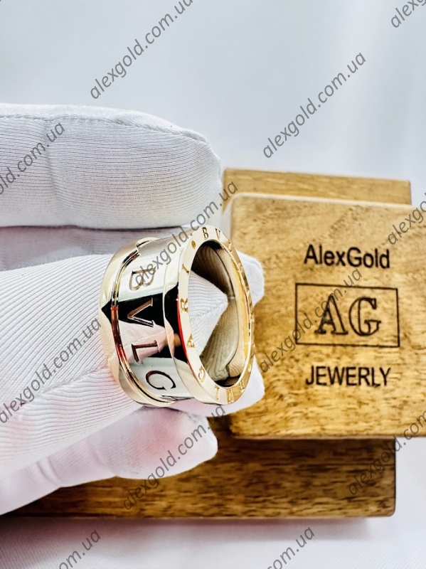 Жіноча каблучка широка Bulgari два види золота 