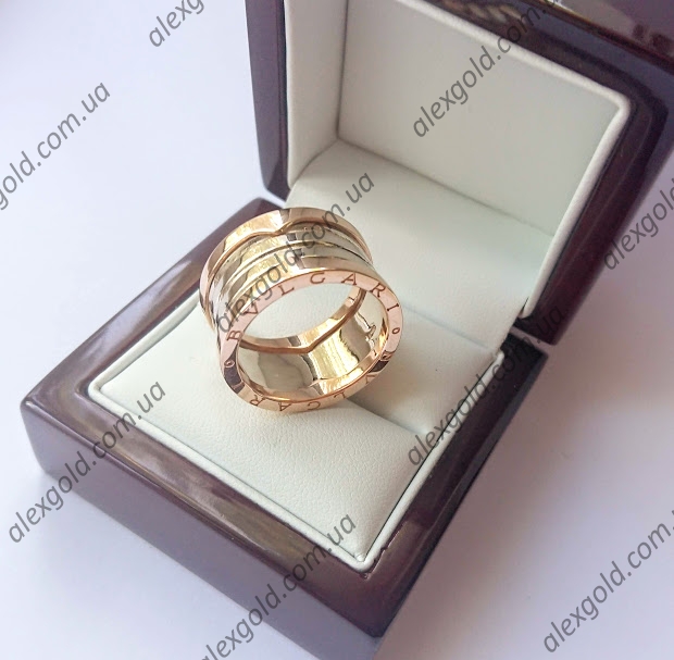 Широкое кольцо  Булгари комбинированное золото