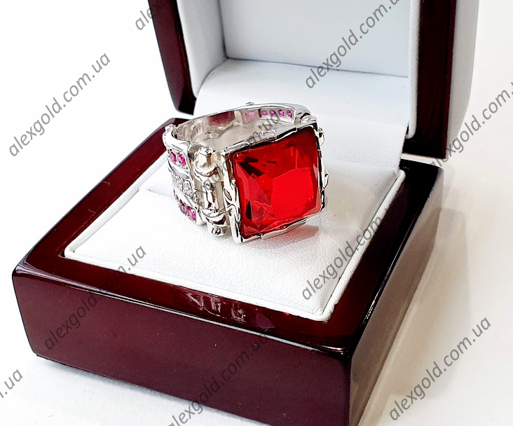 Перстень Принц с красным камнем серебро