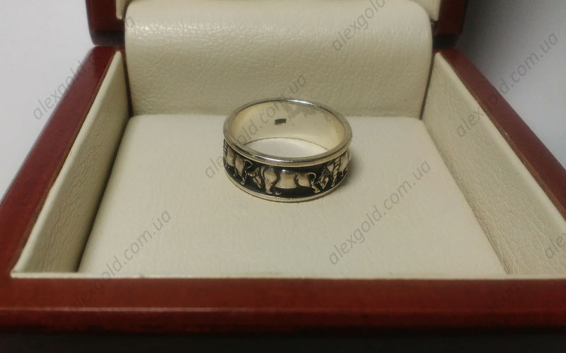 Серебряное кольцо мужское с буйволом