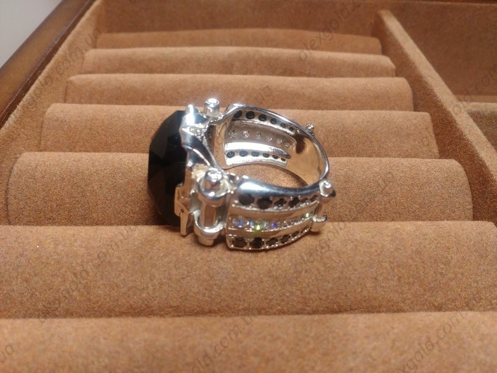 Кольцо перстень Черный принц серебро