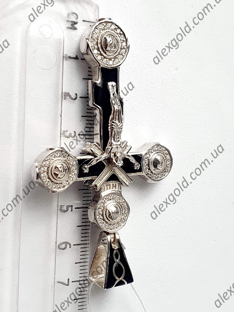 Крест оригинальный с черной и белой эмалью