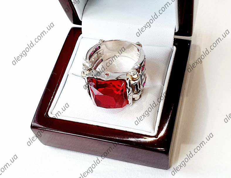 Перстень Принц с красным камнем серебро