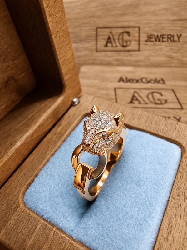 Золоте кільце в стилі Cartier Panthère «Пантера» з камінням