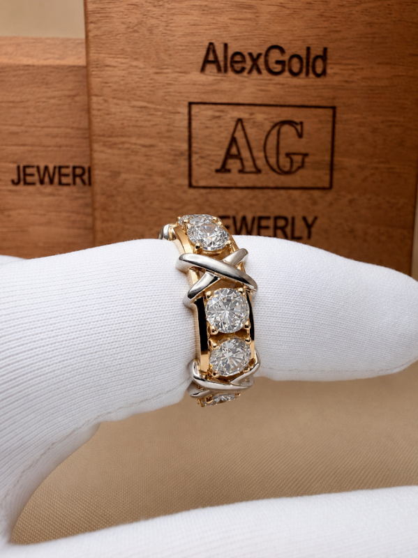 Золоте кільце Tiffany X з комбінованого золота