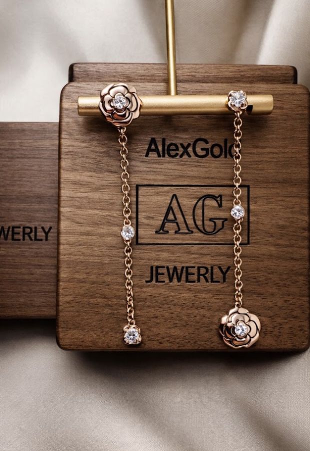 Сережки Camelia Chanel пусети із золота