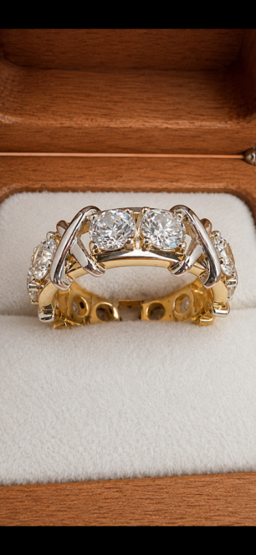 Золоте кільце Tiffany X з комбінованого золота