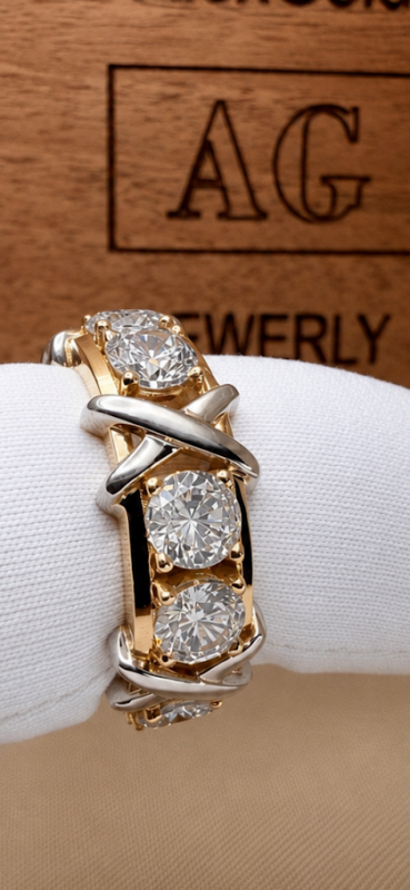 Золоте кільце Tiffany X з комбінованого золота