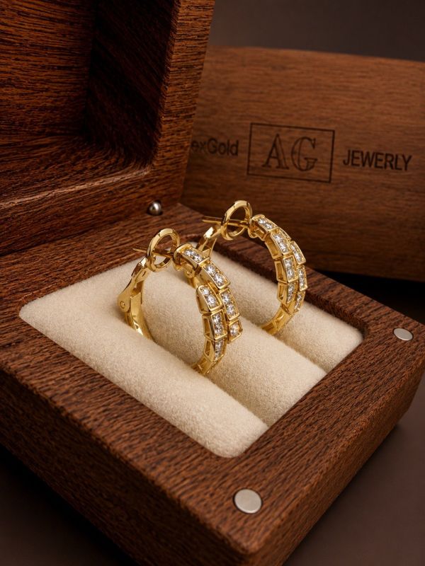 Золоті сережки Bulgari змія